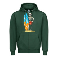 Sports Green Surfing Skeleton Halloween Themed Surf Lovers Gift Zipper Hoodie - longCreatives