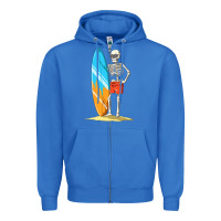 True Royal Surfing Skeleton Halloween Themed Surf Lovers Gift Zipper Hoodie - longCreatives