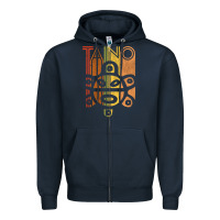Navy Taino Sun Boricua Vintage Taino Gift of Puerto Rico Zipper Hoodie - longCreatives