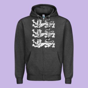Retro Three England Lions Vintage Souvenir Zipper Hoodie Designed By Longcreatives