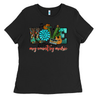 Black Western love my country music Ladies Tee - HowdyJamesFarm