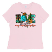Bubblegum Pink Western love my country music Ladies Tee - HowdyJamesFarm