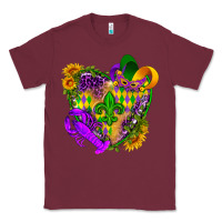 Burgundy Mardi Gras heart Classic Tee - HowdyJamesFarm