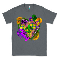 Charcoal Heather Mardi Gras heart Classic Tee - HowdyJamesFarm