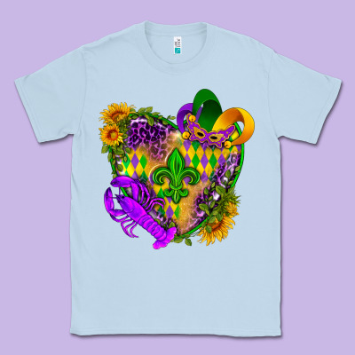 Mardi Gras Heart Classic Tee Designed By Howdyjamesfarm