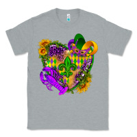 Heather Grey Mardi Gras heart Classic Tee - HowdyJamesFarm