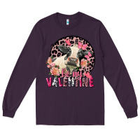 Plum Be my Valentine Holstein Cow Valentine's Day Long Sleeve Tee - FaDigitalArtStudio