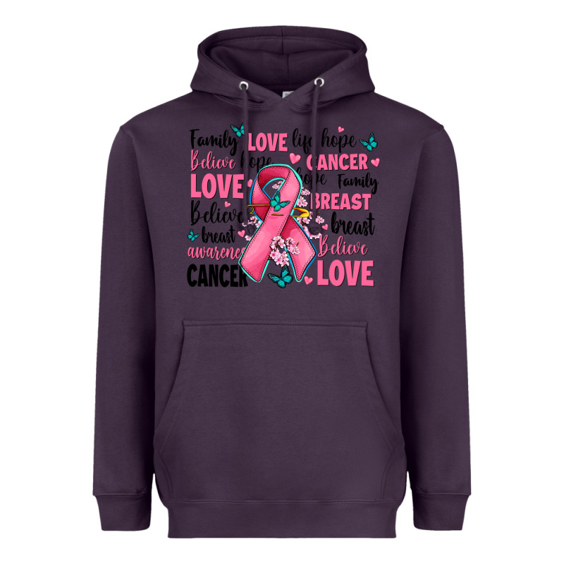 Breast Cancer Ribbons With Cancer Words Heavyweight Hoodie by AdoDesignShop | Teevron