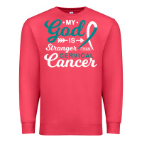 Cardinal My God is Stronger Than Cervical Cancer Awareness Warrior Premium Sweatshirt - longCreatives