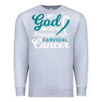 Heather Grey My God is Stronger Than Cervical Cancer Awareness Warrior Premium Sweatshirt - longCreatives