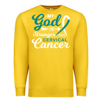 Lemon My God is Stronger Than Cervical Cancer Awareness Warrior Premium Sweatshirt - longCreatives