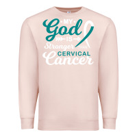 Pale Pink My God is Stronger Than Cervical Cancer Awareness Warrior Premium Sweatshirt - longCreatives
