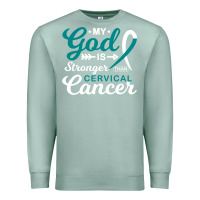 Seafoam My God is Stronger Than Cervical Cancer Awareness Warrior Premium Sweatshirt - longCreatives
