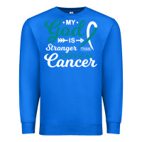 True Royal My God is Stronger Than Cervical Cancer Awareness Warrior Premium Sweatshirt - longCreatives