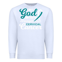 White My God is Stronger Than Cervical Cancer Awareness Warrior Premium Sweatshirt - longCreatives