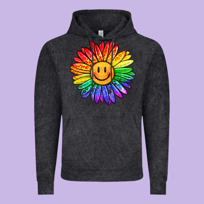 Rainbow Smiley Face Sunflower Vintage Hoodie Designed By Oliviacreatesart