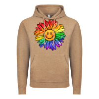 Vintage Coffee rainbow smiley face sunflower Vintage Hoodie - OliviaCreatesArt