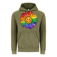 Vintage Olive rainbow smiley face sunflower Vintage Hoodie - OliviaCreatesArt