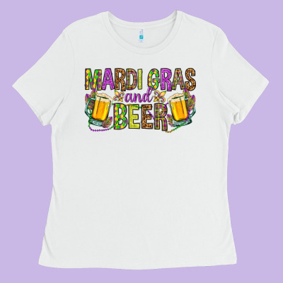 Mardi Gras And Beer Hjf Ladies Tee Designed By Howdyjamesfarm