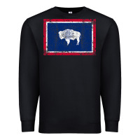 Black State of Wyoming Flag Fun Vintage Retro Fall Hiking Premium Sweatshirt - longCreatives