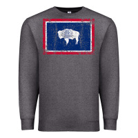 Charcoal Heather State of Wyoming Flag Fun Vintage Retro Fall Hiking Premium Sweatshirt - longCreatives