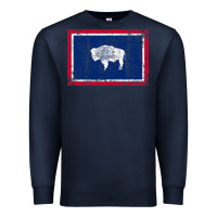 Navy State of Wyoming Flag Fun Vintage Retro Fall Hiking Premium Sweatshirt - longCreatives