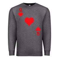 Charcoal Heather Queen Of Hearts  Playing Card   Halloween Costume Premium Sweatshirt - longCreatives
