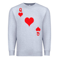 Heather Grey Queen Of Hearts  Playing Card   Halloween Costume Premium Sweatshirt - longCreatives