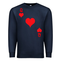 Navy Queen Of Hearts  Playing Card   Halloween Costume Premium Sweatshirt - longCreatives