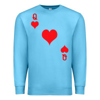 Ocean Blue Queen Of Hearts  Playing Card   Halloween Costume Premium Sweatshirt - longCreatives