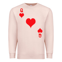 Pale Pink Queen Of Hearts  Playing Card   Halloween Costume Premium Sweatshirt - longCreatives