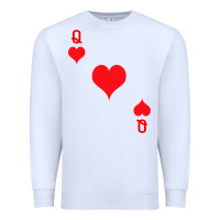White Queen Of Hearts  Playing Card   Halloween Costume Premium Sweatshirt - longCreatives