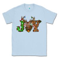 Dusty Blue Christmas Joy Reindeer Classic Tee - RanaPortraitStore