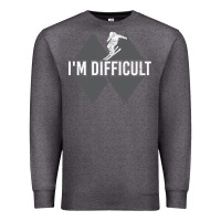 Charcoal Heather I'm Difficult Double Black Diamond Skiing Premium Sweatshirt - longCreatives