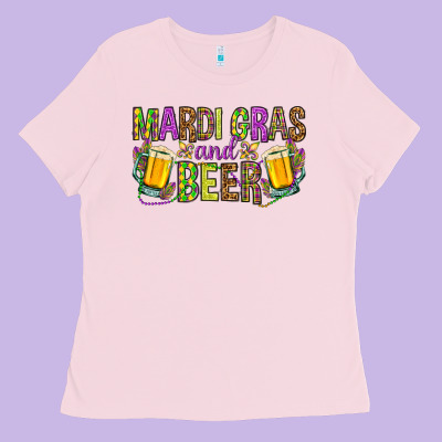 Mardi Gras And Beer Hjf Ladies Tee Designed By Howdyjamesfarm