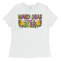 White mardi gras and beer hjf Ladies Tee - HowdyJamesFarm