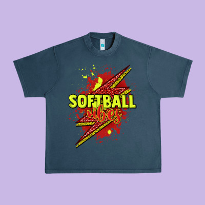 Softball Vibes Lightning Bolt Urban Heavy Tee Designed By Howdyjamesfarm