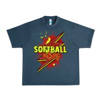 Midnight Navy Softball vibes lightning bolt Urban Heavy Tee - HowdyJamesFarm