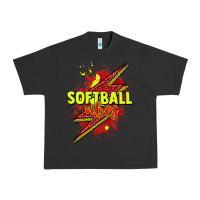 Pigment Black Softball vibes lightning bolt Urban Heavy Tee - HowdyJamesFarm