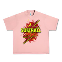 Salmon Softball vibes lightning bolt Urban Heavy Tee - HowdyJamesFarm