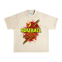 Sandshell Softball vibes lightning bolt Urban Heavy Tee - HowdyJamesFarm