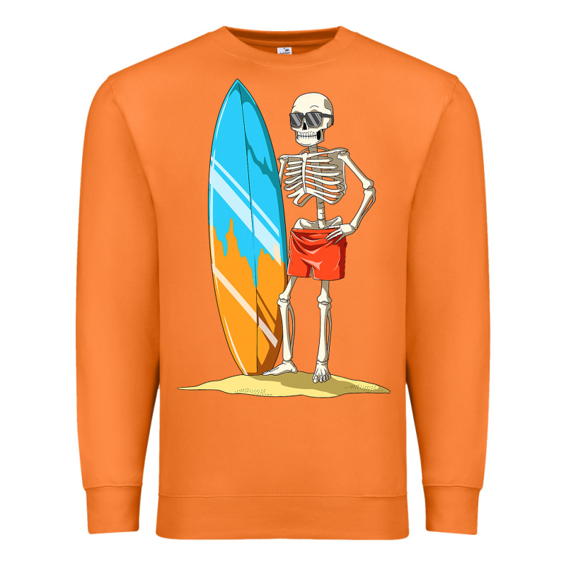 Surfing Skeleton Halloween Themed Surf Lovers Gift Premium Sweatshirt by longCreatives | Teevron