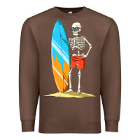 Chestnut Surfing Skeleton Halloween Themed Surf Lovers Gift Premium Sweatshirt - longCreatives