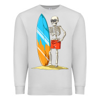 Dove Grey Surfing Skeleton Halloween Themed Surf Lovers Gift Premium Sweatshirt - longCreatives