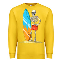 Lemon Surfing Skeleton Halloween Themed Surf Lovers Gift Premium Sweatshirt - longCreatives