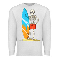 Oatmeal Heather Surfing Skeleton Halloween Themed Surf Lovers Gift Premium Sweatshirt - longCreatives