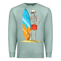 Seafoam Surfing Skeleton Halloween Themed Surf Lovers Gift Premium Sweatshirt - longCreatives