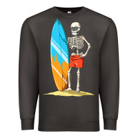 Smoke Surfing Skeleton Halloween Themed Surf Lovers Gift Premium Sweatshirt - longCreatives