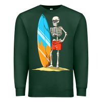 Sports Green Surfing Skeleton Halloween Themed Surf Lovers Gift Premium Sweatshirt - longCreatives