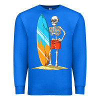 True Royal Surfing Skeleton Halloween Themed Surf Lovers Gift Premium Sweatshirt - longCreatives